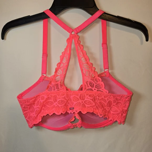 PINK Victoria's Secret Neon Pink Lace Bra - Picture 3 of 8